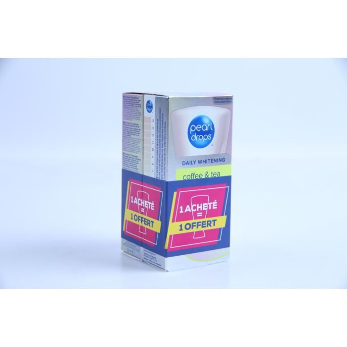 Dentifrice - PEARL DROPS - Lot 1+1 - 50 ml - Anti-taches café & thé - Éclat du sourire