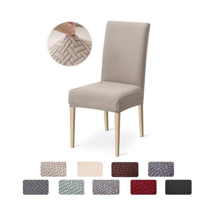 Pack 2 Housses chaise Spandex jacquard extensible - Couleur Aléatoire