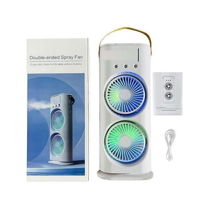 Ventilateur de Climatiseur à Double tête, 3 vitesses, Rechargeable par USB, refroidisseur d'air, veilleuse avec télécommande