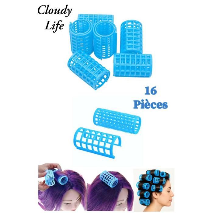 Lot de 16 bigoudis XL.Double Bigoudis auto collant. 7Cm × 3Cm.