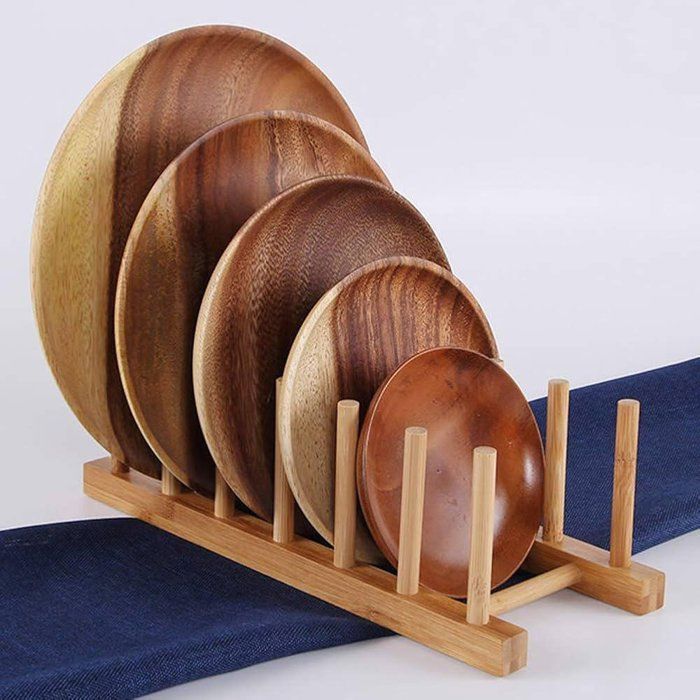 Support de couvercle de casserole en bambou .proximité de la cuisine, assiette, séchage, étagère de rangement-1 pièce