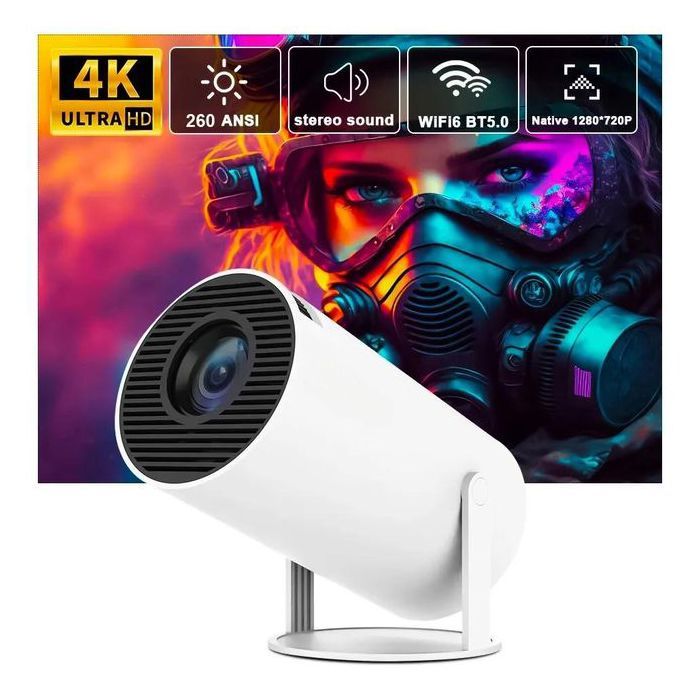 Projecteur intelligent portable Android 11 avec 4K, WiFi, Bluetooth