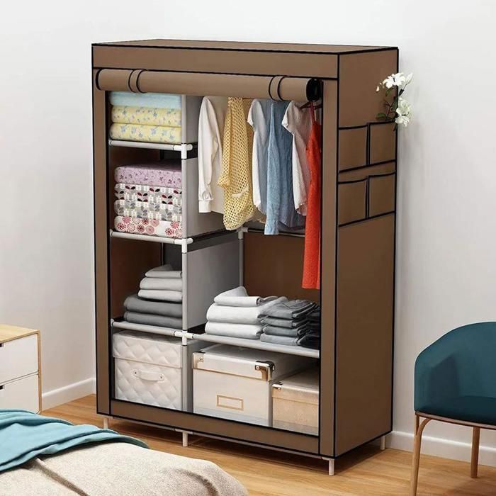 Armoire de Penderie en tissu Grande Taille Pour Rangement de Vêtements