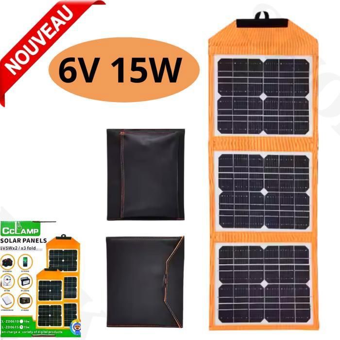 Panneau solaire Chargeur 15W/6V pliable portatif, Chargeant le panneau solaire sur 1 sortie USB