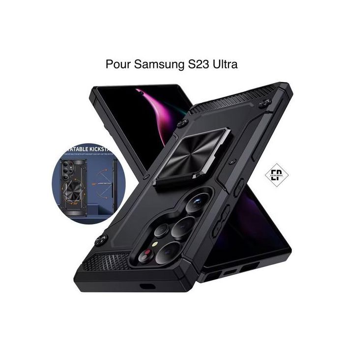 Coque Antichoc - Samsung - S23 Ultra - Trépied Intégré - Protection Caméra - Noir