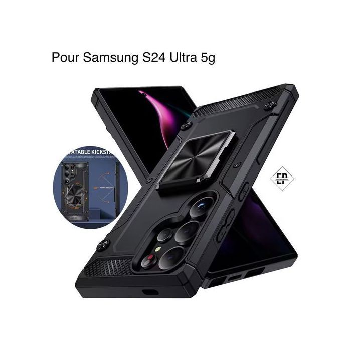Coque Antichoc - Samsung - S24 Ultra 5G - Protection robuste - Trépied intégré - Noir