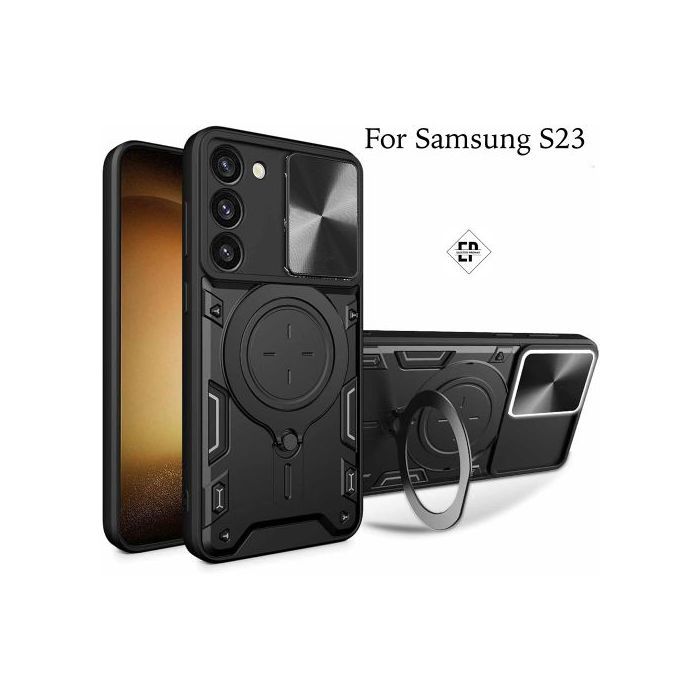 Coque de téléphone - GENERIC - Samsung S23 - Antichoc - Protection de caméra - Béquille magnétique