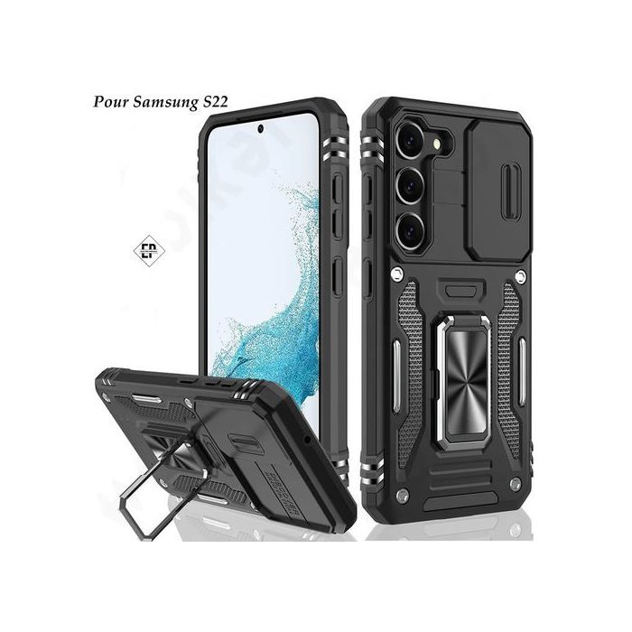 Coque Pour Samsung S22 Antichoc + Ring 360 Magnétique/Protection Caméra