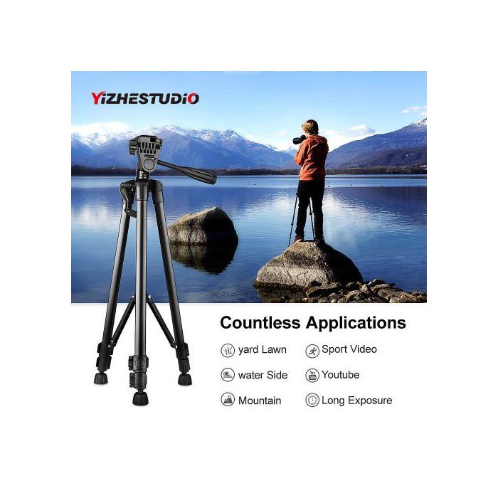 Trepied Tripod Tripied Pro 140cm  En Aluminium, 3 kg Max de Charge- Pour Selfie Video Camera