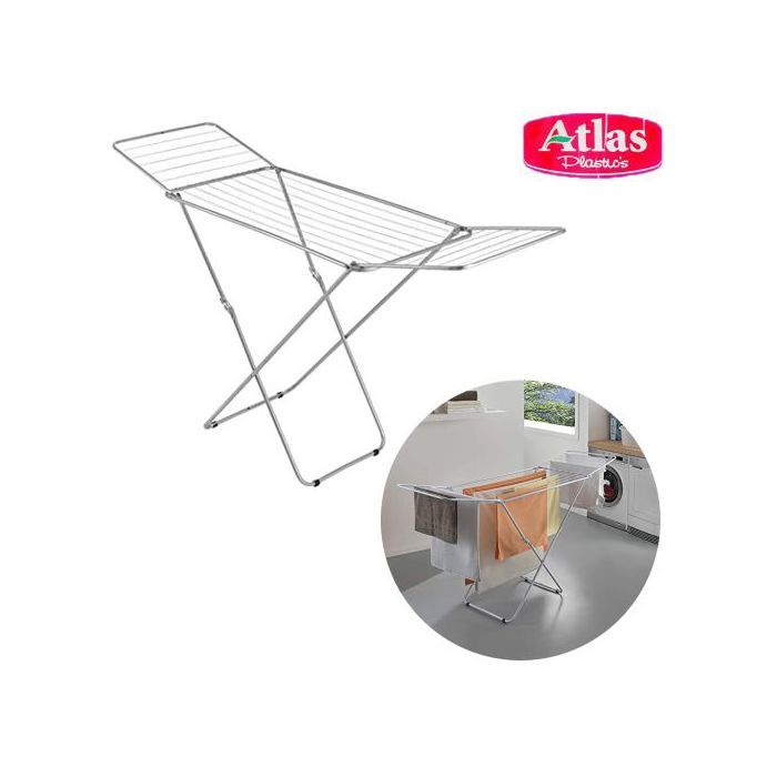 Atlas Étendoir à Linge à chevalet avec Ailes, Séchoir à linge pliable Robuste & Antirouille