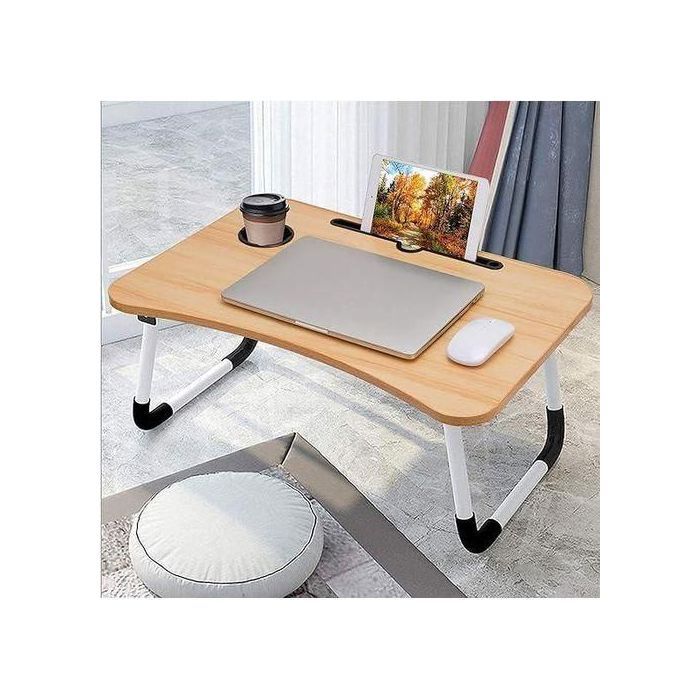 Table Plateau pliable pour PC portable, Support Table Bureau de lit d'ordinateur Portable, couleur BEIGE.