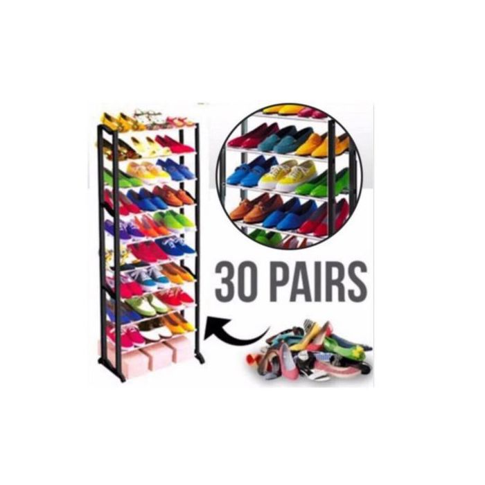 Rangements Organisateurs De Chaussures 10 étages - NOIR 30 PAIRS