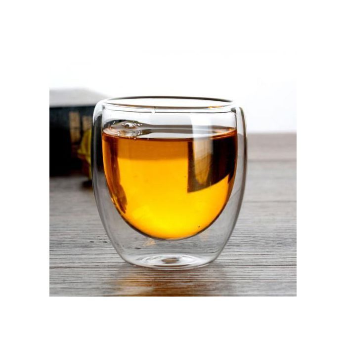Mirka Verre Double Paroi de 80ml pour Café Expresso , Tasses à Thé et Jus sans Poignée