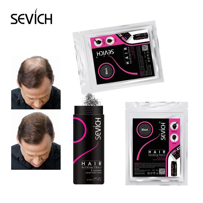 Fibres capillaires densifiantes – SEVICH – Noir – 25g – Sachet Recharge Hypoallergénique
