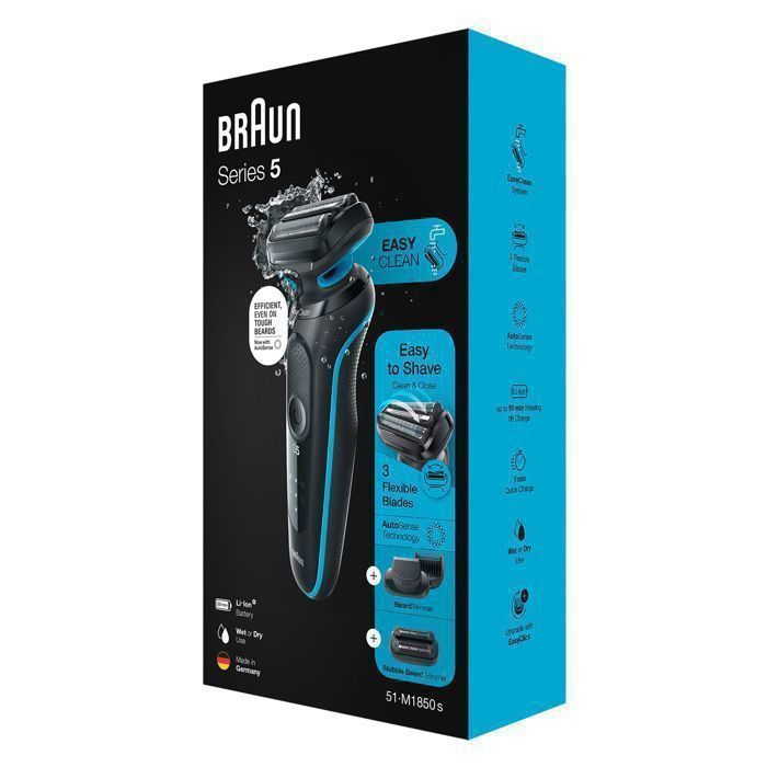 Braun Series 5 51-M1850s Rasoir à grille Noir, Bleu