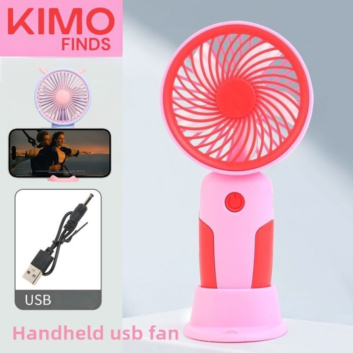 Mini Ventilateur Portable Rechargeable avec Support Téléphone – Parfait pour le Maquillage & les Vidéos - Charge USB