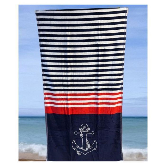 Sunwave serviette de plage 86x160 ROUGE ET BLEU