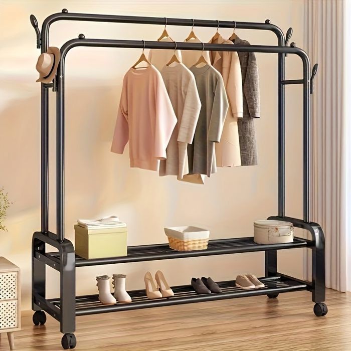 Porte-manteau en métal, porte-vêtements autoportant, porte-chaussures au sol, cintres de rangement pour chambre à coucher, meubles