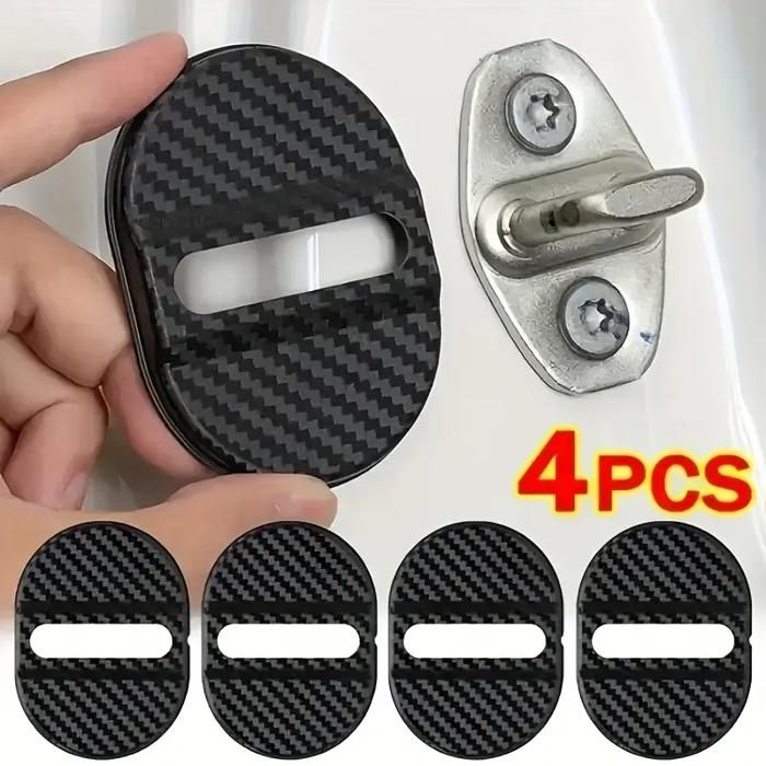 4 Couvre-Serrures Voiture en Fibre de Carbone – Protection Anti-Rayures en ABS, Installation Facile, Universel & Design Moderne