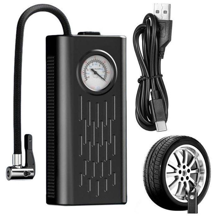 Compresseur d'air Portable rechargeable pour pneus de voiture .gonfleur de pneu électrique sans fil avec manomètre à pointeur