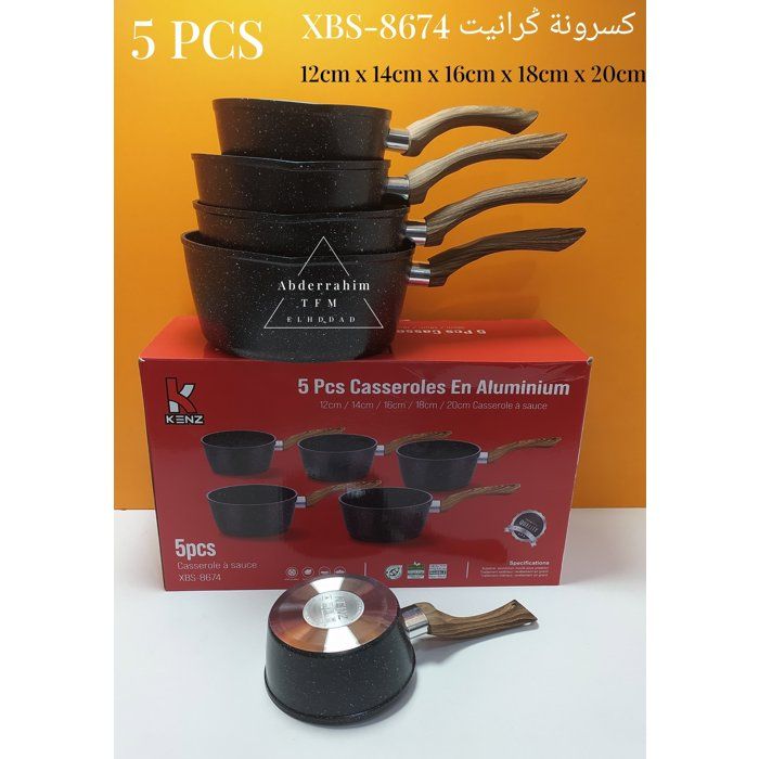 Batterie de casseroles antiadhésives – Lot de 5 pièces
