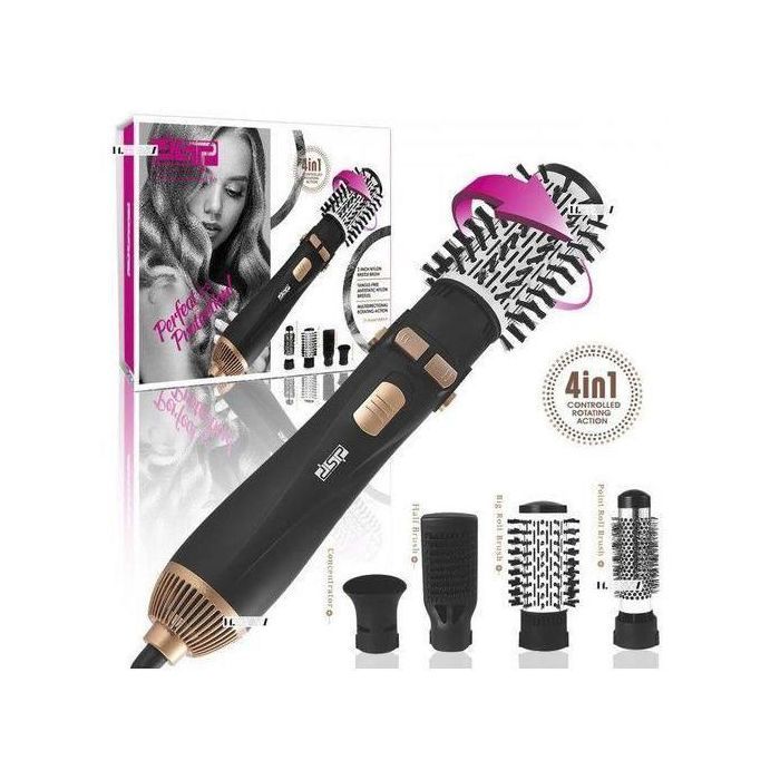 Dsp brosse sèche cheveux 4 en 1 lisseur / bigoudi température réglable air chaud