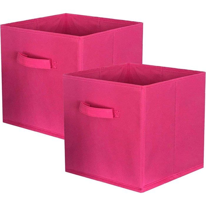 Lot de 2 Boite de rangement, Bacs de rangement pliables en tissu et tiroir de rangement en pour placard et jouets - Fuchsia