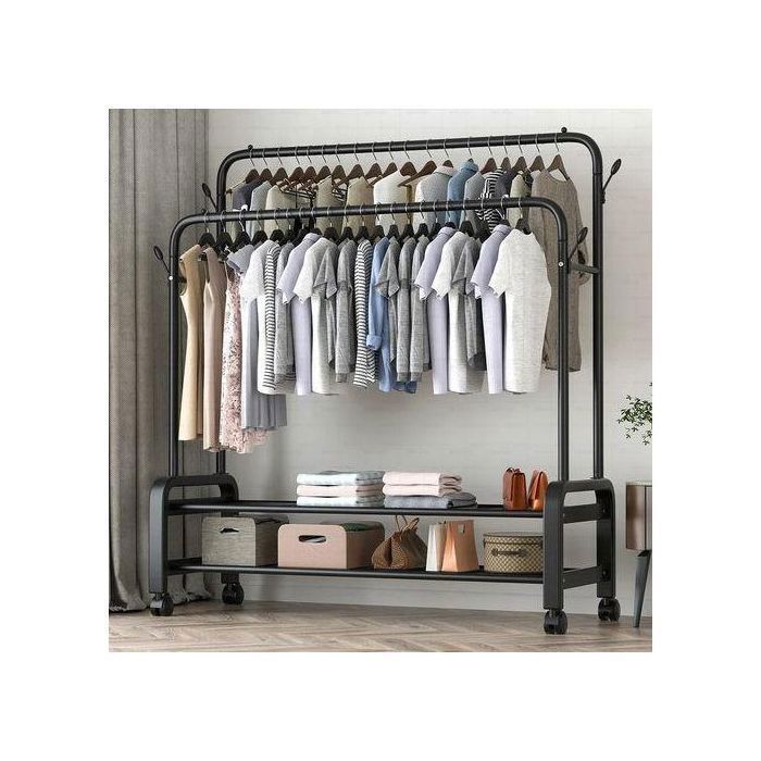Porte-vêtements - GENERIC - Double Pôle - Métal Noir - Design Moderne - Multifonctionnel