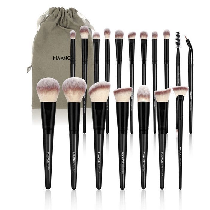 Ensemble de pinceaux de maquillage - Maange - 18 pièces - Étui de voyage - Poils doux - Pour tous types de peau