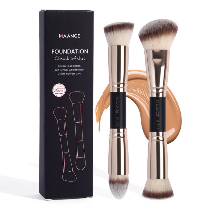 Pinceaux de maquillage - Non spécifié - 2 pièces - Doublé - Rose doré - Compact et élégant