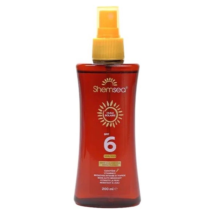 Huile Solaire SPF6 - SHEMSEA - 200ml - Bronzage rapide - Protection UV - Parfum coco
