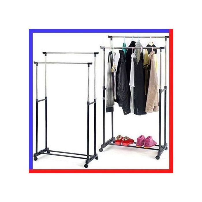 Double Porte-Vêtements Extensibles,Moderne,Séchoir à Vêtements,2Barre