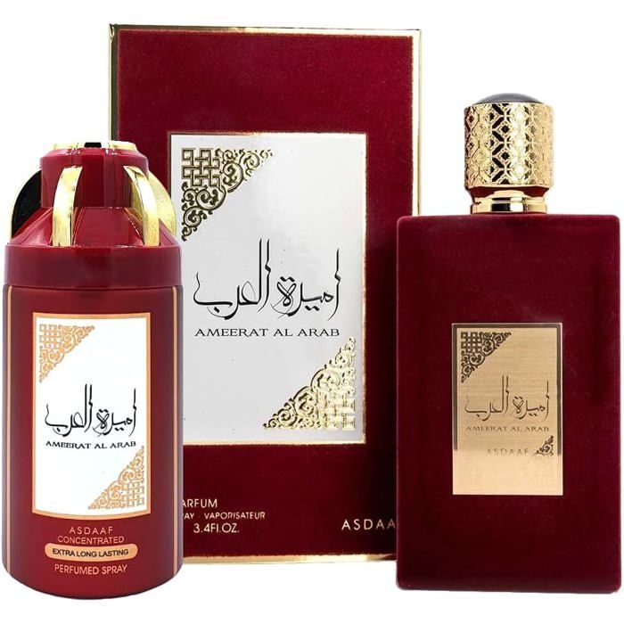 Coffret Parfum - AMEERAT AL ARAB - Eau de Parfum 100ml - Déodorant 250ml - Notes Orientales - Femme