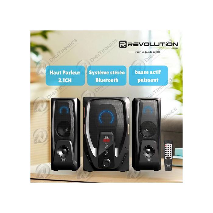 REVOLUTION Haut-parleur 2.1CH Bluetooth avec caisson de basse, USB, FM et SD, H-2156