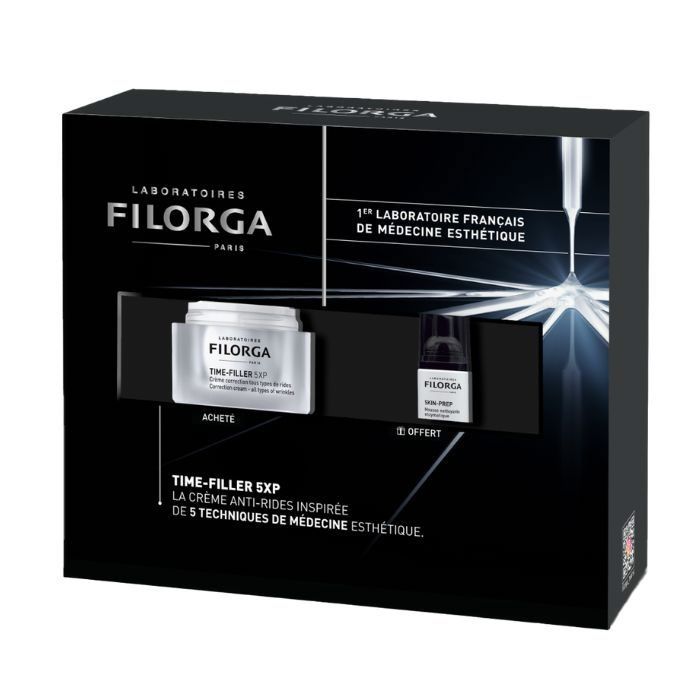 Coffret Filorga Time-Filler - Crème Anti-Rides 50ml - Mousse Nettoyante 30ml - Peaux Matures - Anti-Âge