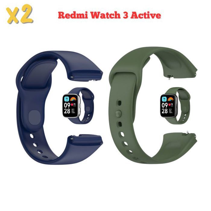 Bracelet de rechange - Xiaomi - Redmi Watch 3 Active - Silicone souple - Mixte - Bleu et Vert