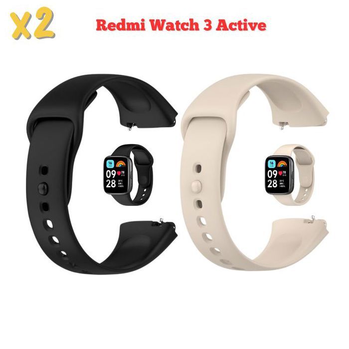 Bracelet de rechange - Xiaomi - Redmi Watch 3 Active - Silicone souple - Mixte - Noir + Beige