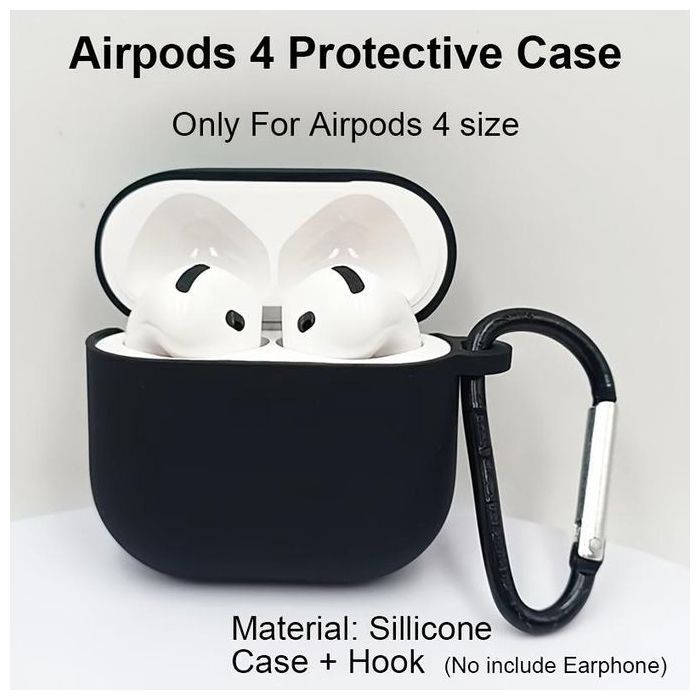Coque protection en silicone pour Airpods 4 pochette Noir