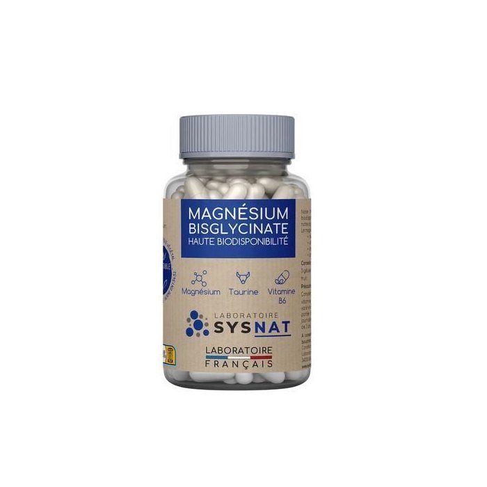Magnésium bisglycinate, vitamine B6 et taurine - 60 gélules - Made in France