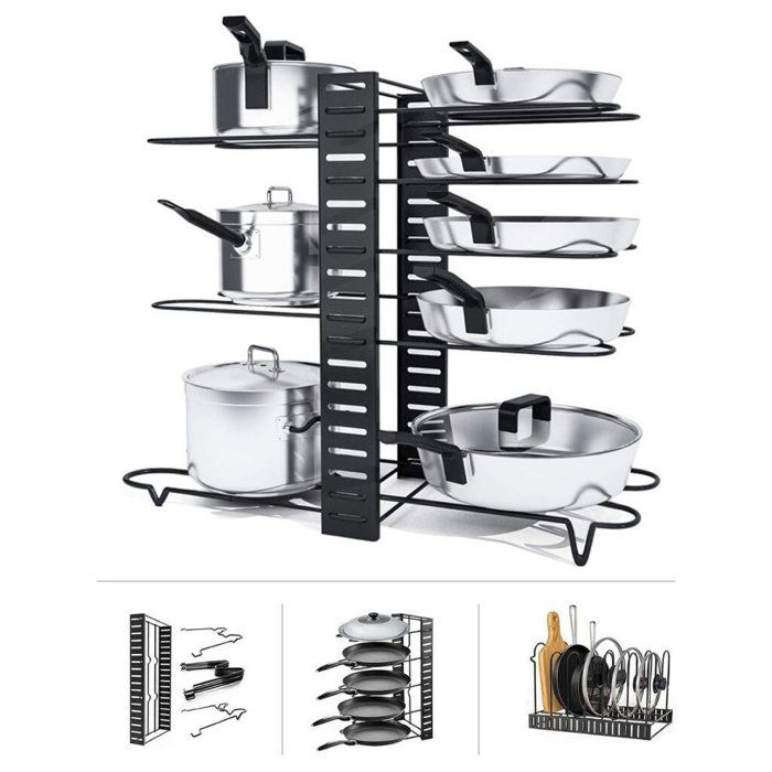 Support de Rangement de Cuisine Multifonctionnel Pliable – Pour Couvercles, Ustensiles et Plus Encore