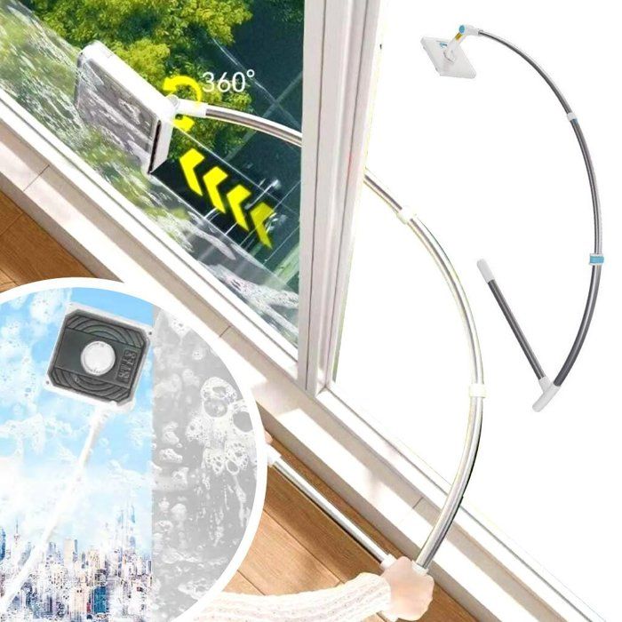 Raclette Télescopique Réglable Rotative À 360 Pour Vitres Avec Long Manche
