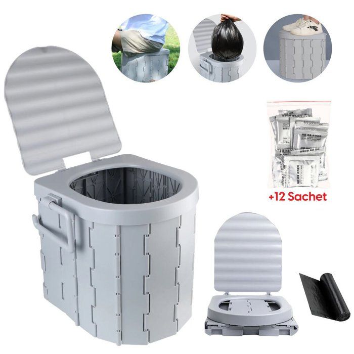 Toilette Portable et Pliable pour Voyage et Camping - Parfait pour Toute la Famille, Voiture et Longs Trajets