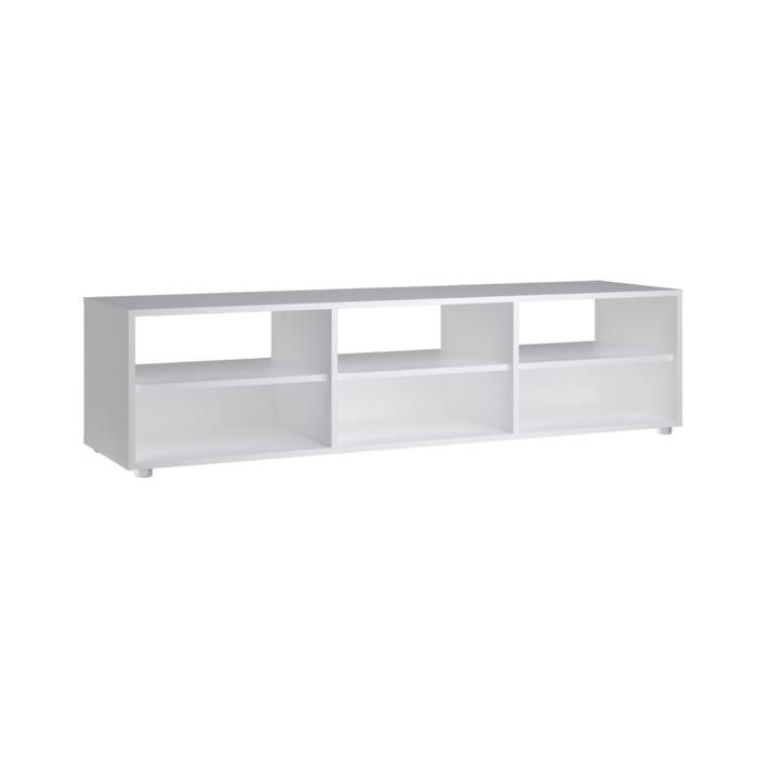 Meuble TV - MEDIA - Blanc - Mélamine - Rectangulaire - Contemporain