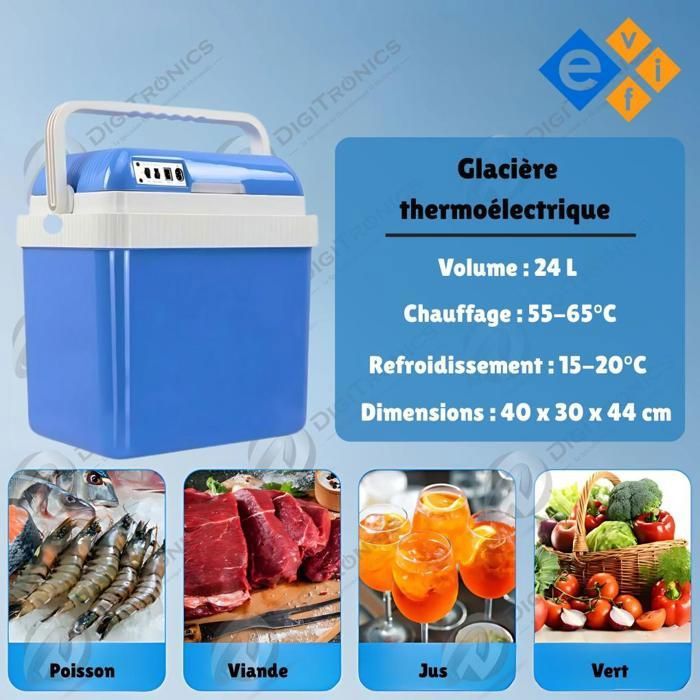 Glacière électrique 24L Chaud et Froid Transportable, 12V/220V, JY-A-24L-1