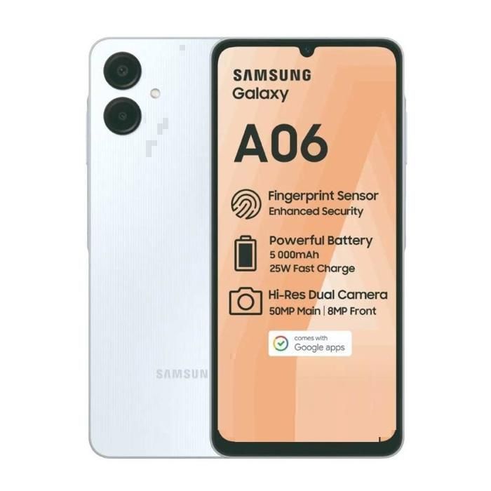 Samsung Smartphone Galaxy A06 - 6,7" -Stockage 64 GB - 4Go RAM 50MP–Light Blue