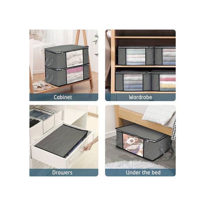 2 Sacs rangement pour vêtements boîte de rangement fenêtre transparente en tissu