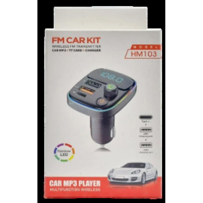 Kit Voiture FM - FM CAR KIT - HM103 - Chargeur Aluminium - Mains Libres - Diffusion Sans Fil