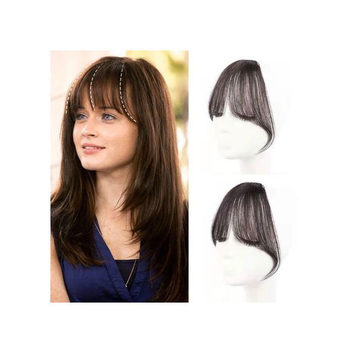 1pc Fausse Frange à Clips, Perruque Natuelle Pour un Volume, Brown Black