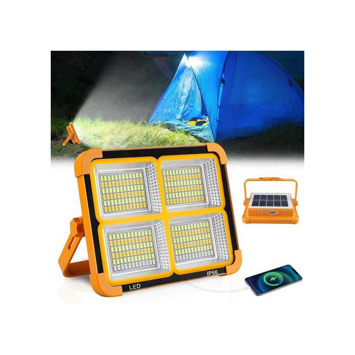 CORESLUX Projecteur LED Rechargeable - 200W Étanche, 4 Modes, Panneau Solaire