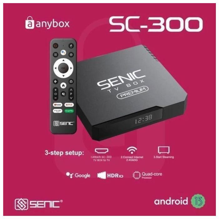 Box TV Android - SENIC - SC-300 - 2 Go RAM - 16 Go ROM - 4K Ultra HD - Wi-Fi 5 GHz